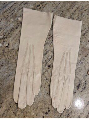New! Vintage Women Size XS S 6.5 Yellow Leather Formal 12" Long Gloves Glacelav